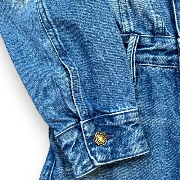 Michael Kors Denim Utility Jumpsuit Blue Medium Wash Long Sleeve Button Up XS - Picture 7 of 13
